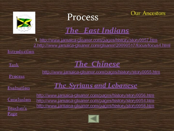 Process Our Ancestors The East Indians 1. http: //www. jamaica-gleaner. com/pages/history/story 0057. htm 2.