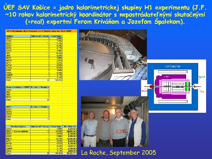 ÚEF SAV Košice = jadro kalorimetrickej skupiny H 1 experimentu (J. F. ~10 rokov
