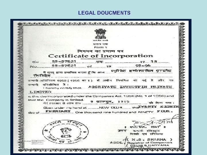LEGAL DOUCMENTS 