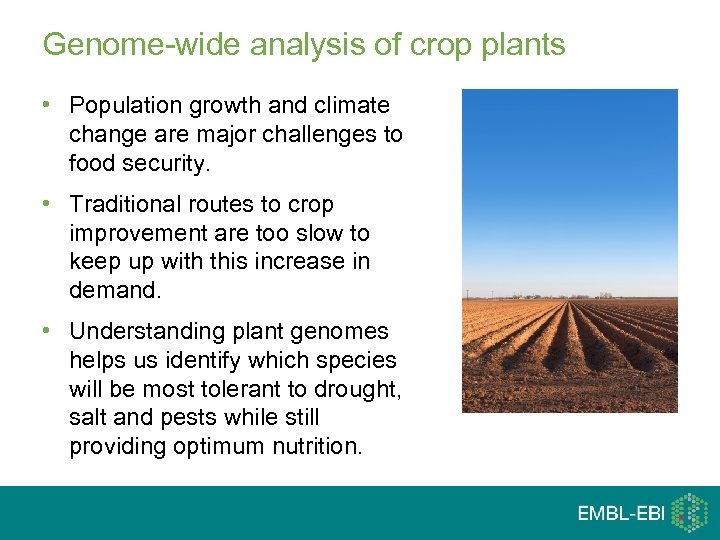 Genome-wide analysis of crop plants • Population growth and climate change are major challenges