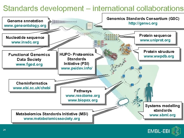 Standards development – international collaborations Genomics Standards Consortium (GSC) http: //gensc. org Genome annotation