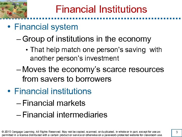 Financial Institutions • Financial system – Group of institutions in the economy • That