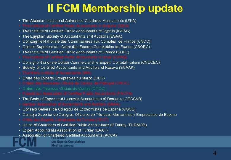 II FCM Membership update • • • • • • The Albanian Institute of