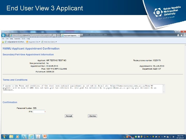 End User View 3 Applicant 