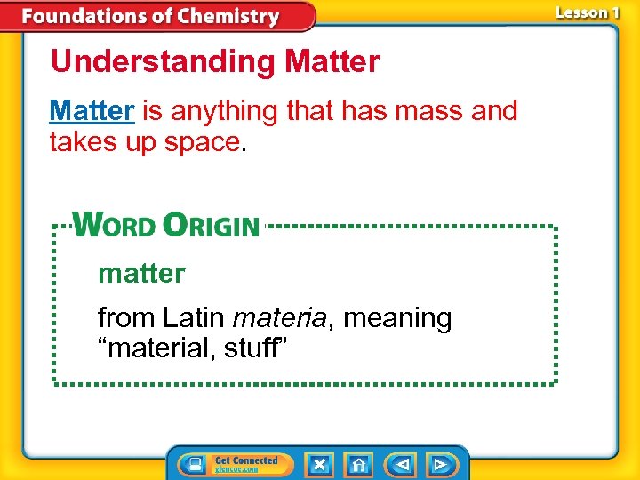 Understanding Matter is anything that has mass and takes up space. matter from Latin