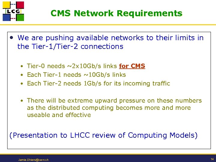 CMS Network Requirements • We are pushing available networks to their limits in the