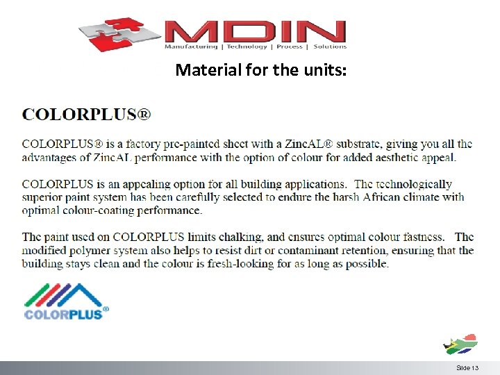 Material for the units: Slide 13 