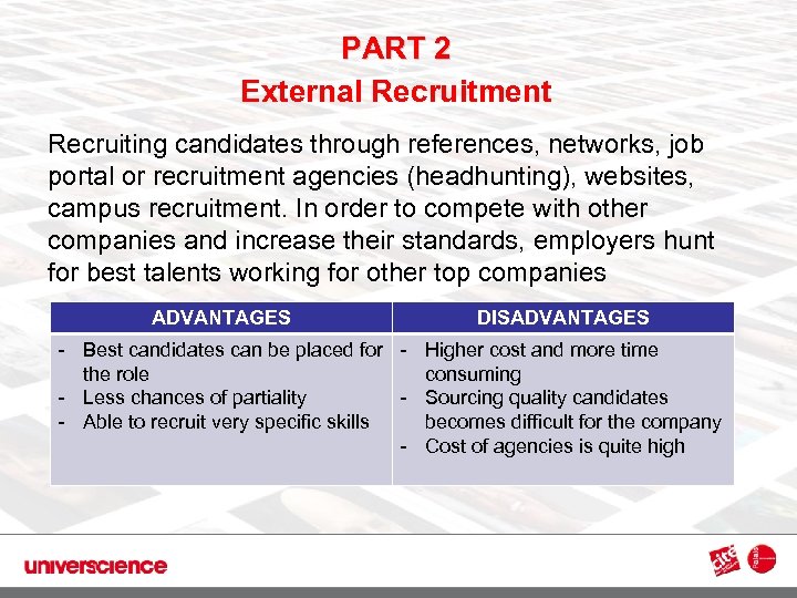 PART 2 External Recruitment 3 Recruiting candidates through references, networks, job portal or recruitment