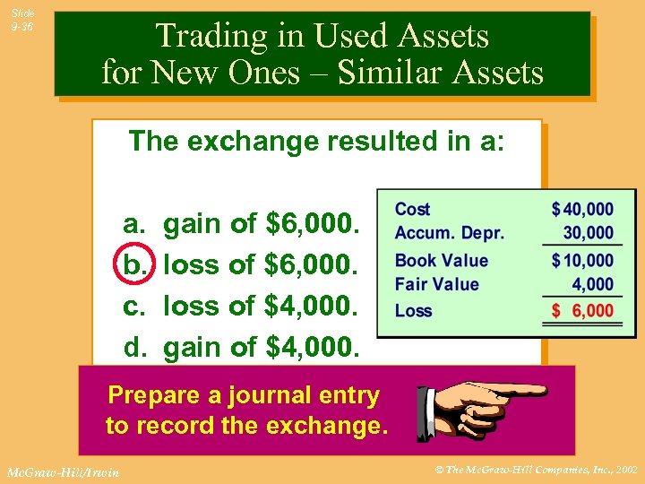 Slide 9 -36 Trading in Used Assets for New Ones – Similar Assets The