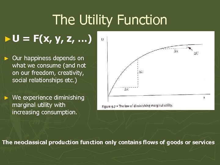 The Utility Function ►U = F(x, y, z, …) ► Our happiness depends on