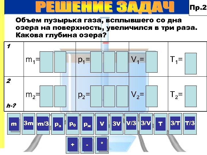 Пр. 2 Объем пузырька газа, всплывшего со дна озера на поверхность, увеличился в три