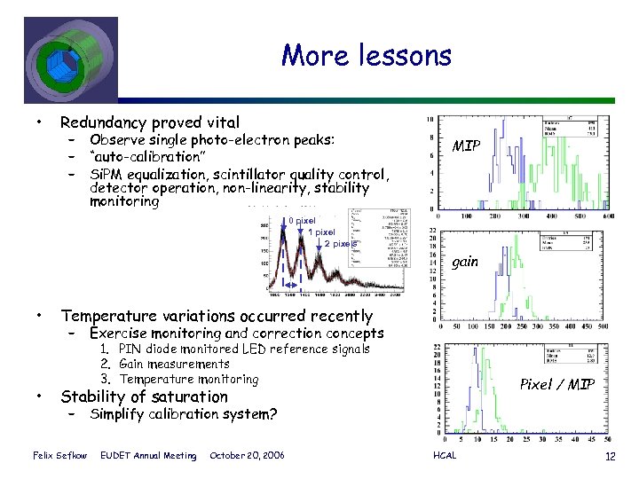 More lessons • Redundancy proved vital – – – Observe single photo-electron peaks: “auto-calibration”