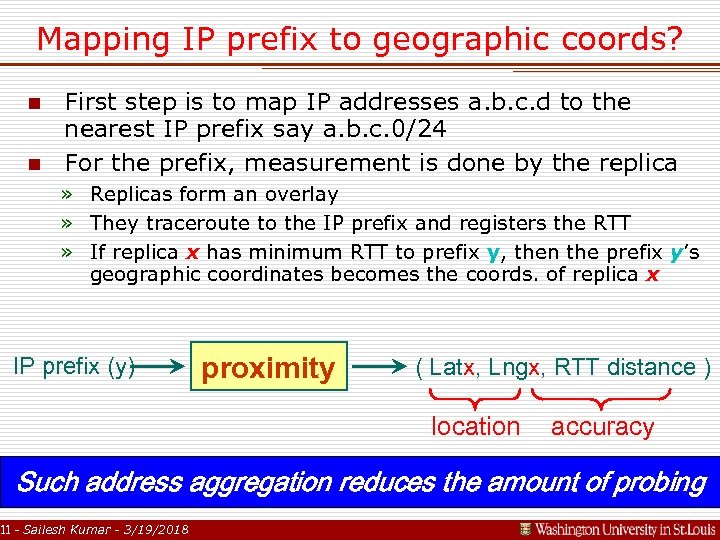 Mapping IP prefix to geographic coords? n n First step is to map IP