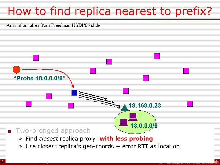 How to find replica nearest to prefix? Animation taken from Freedman NSDI’ 06 slide