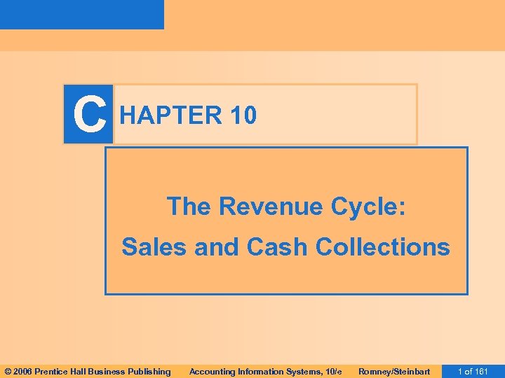 C HAPTER 10 The Revenue Cycle: Sales and Cash Collections © 2006 Prentice Hall