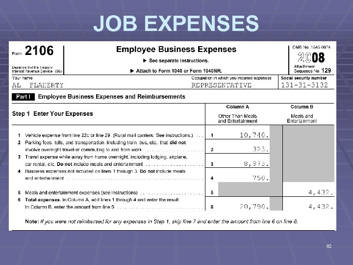 JOB EXPENSES 82 