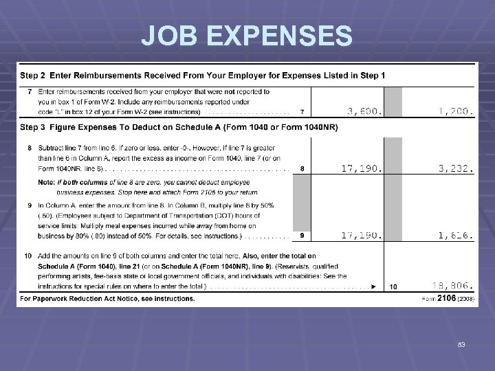 JOB EXPENSES 83 