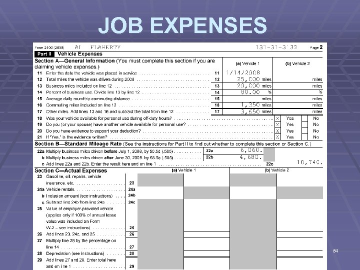 JOB EXPENSES 84 