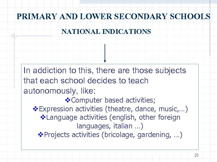 PRIMARY AND LOWER SECONDARY SCHOOLS NATIONAL INDICATIONS In addiction to this, there are those