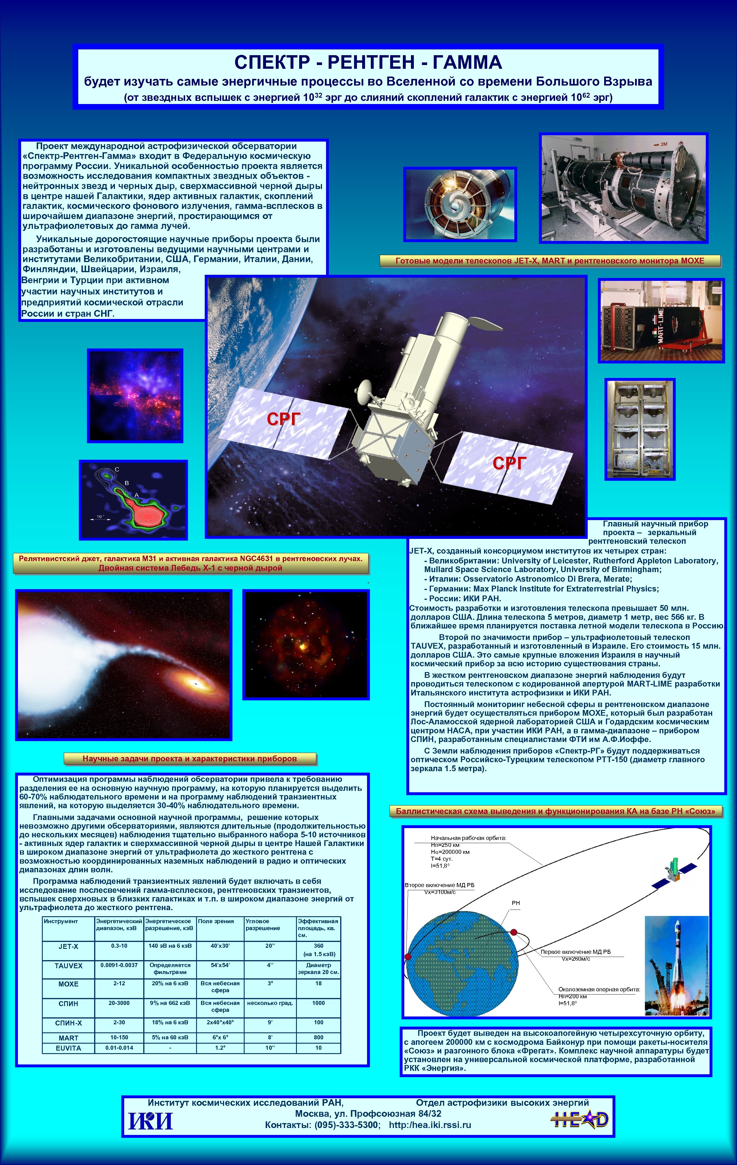 СПЕКТР - РЕНТГЕН - ГАММА будет изучать самые энергичные процессы во Вселенной со времени