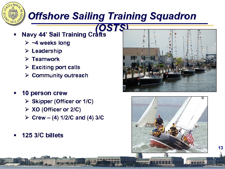 § Offshore Sailing Training Squadron (OSTS) Navy 44’ Sail Training Crafts Ø Ø Ø