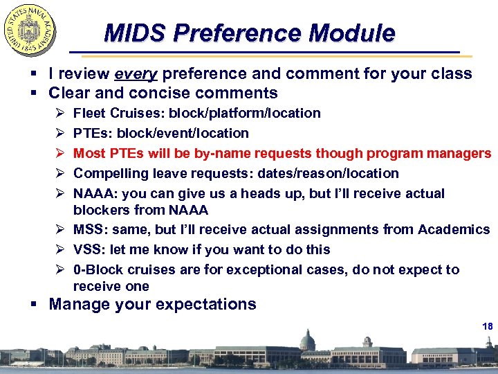 MIDS Preference Module § I review every preference and comment for your class §