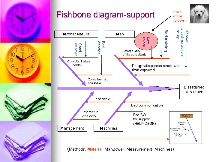 heart of the problem Fishbone diagram-support Low salary Bad weather Good weather Consultant takes