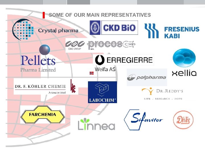 ▐ SOME OF OUR MAIN REPRESENTATIVES Weifa AS 