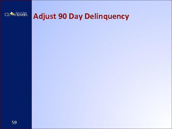 Adjust 90 Day Delinquency 59 