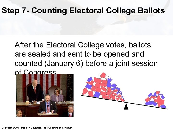 Step 7 - Counting Electoral College Ballots After the Electoral College votes, ballots are