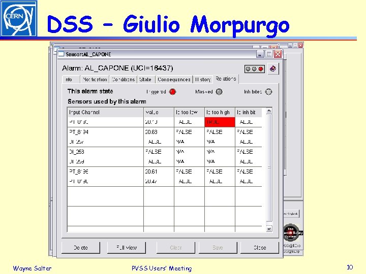 DSS – Giulio Morpurgo Wayne Salter PVSS Users’ Meeting 10 