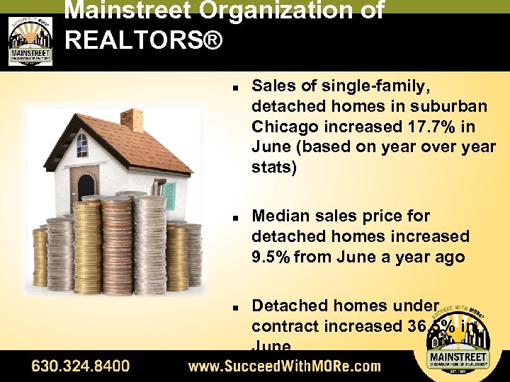 Mainstreet Organization of REALTORS® n n n Sales of single-family, detached homes in suburban