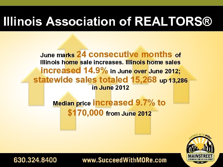 Illinois Association of REALTORS® June marks 24 consecutive months of Illinois home sale increases.
