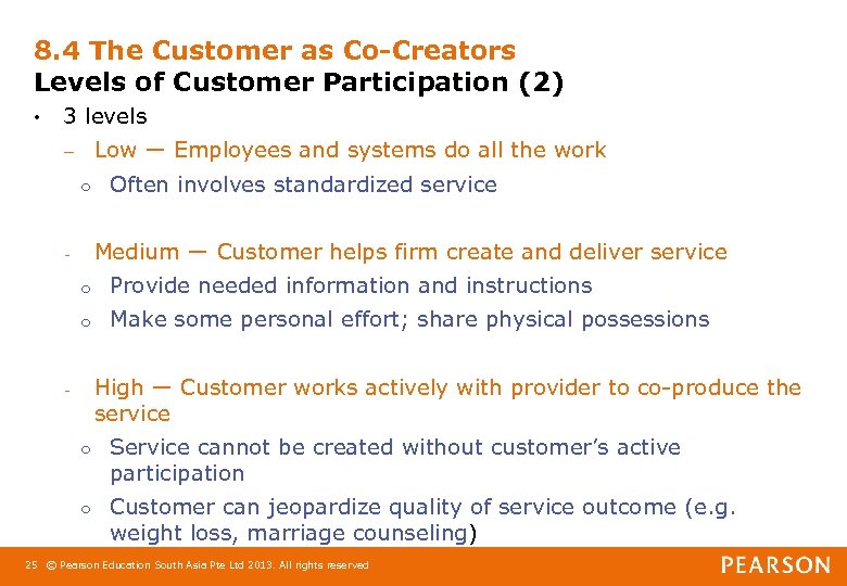 8. 4 The Customer as Co-Creators Levels of Customer Participation (2) • 3 levels