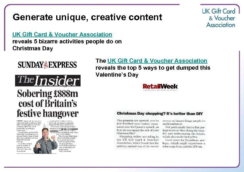 Generate unique, creative content UK Gift Card & Voucher Association reveals 5 bizarre activities