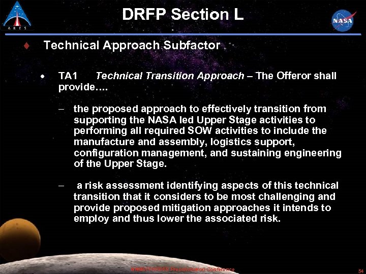 DRFP Section L Technical Approach Subfactor TA 1 Technical Transition Approach – The Offeror