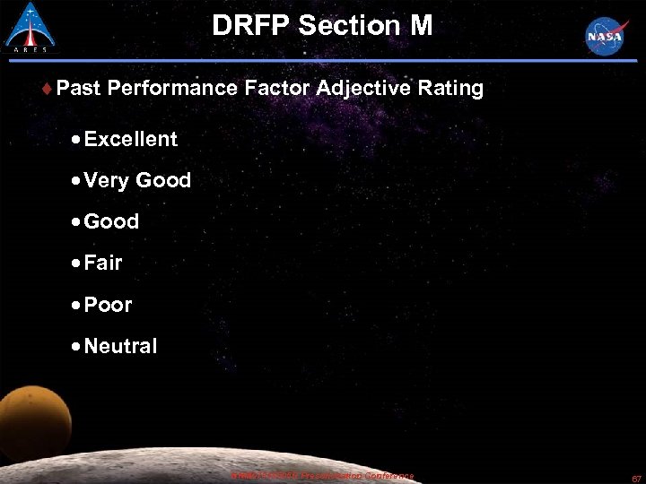 DRFP Section M Past Performance Factor Adjective Rating Excellent Very Good Fair Poor Neutral