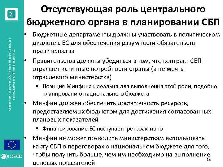 преимущественном финансировании ЕС Совместная инициатива ОЭСР и Европейского Союза, при Отсутствующая роль центрального бюджетного
