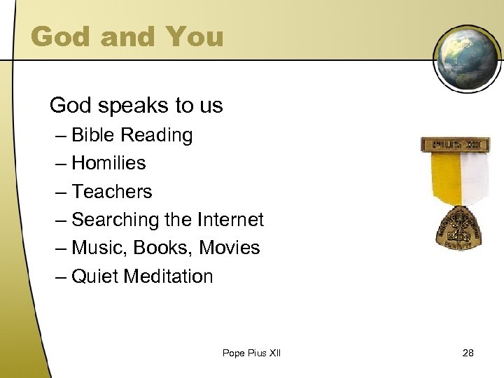 God and You God speaks to us – Bible Reading – Homilies – Teachers