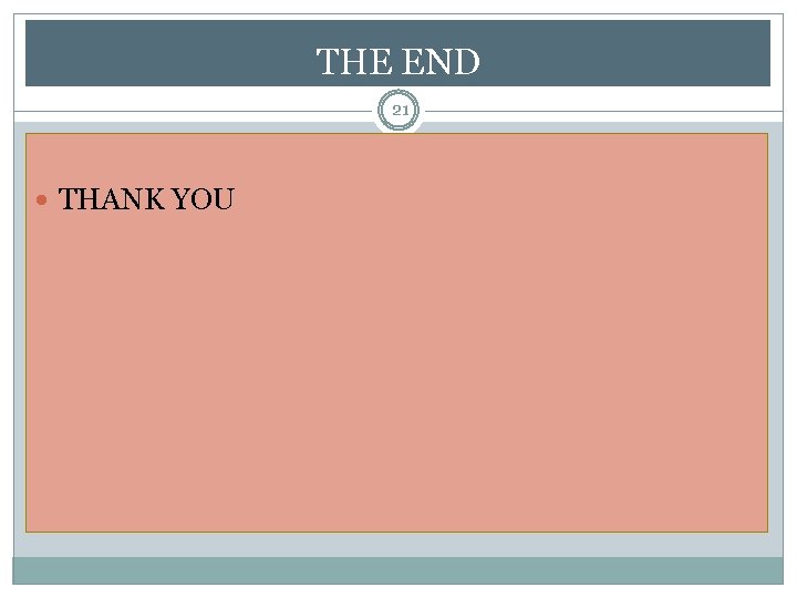 THE END 21 THANK YOU 