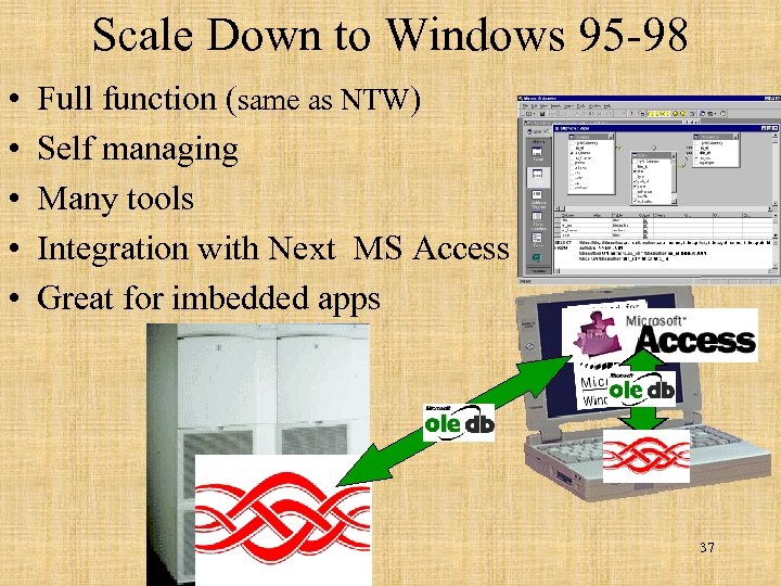 Scale Down to Windows 95 -98 • • • Full function (same as NTW)