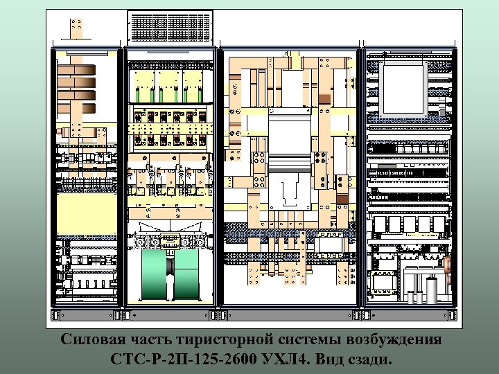 Силовая часть тиристорной системы возбуждения СТС-Р-2 П-125 -2600 УХЛ 4. Вид сзади. 
