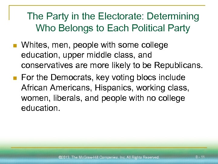 The Party in the Electorate: Determining Who Belongs to Each Political Party n n