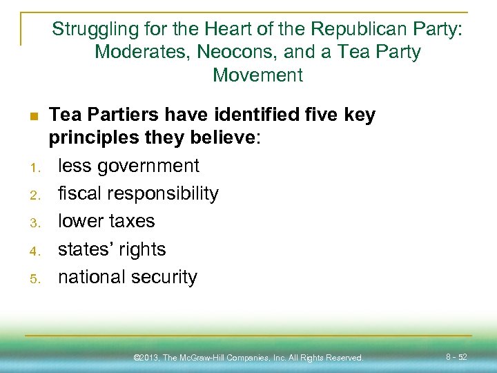 Struggling for the Heart of the Republican Party: Moderates, Neocons, and a Tea Party