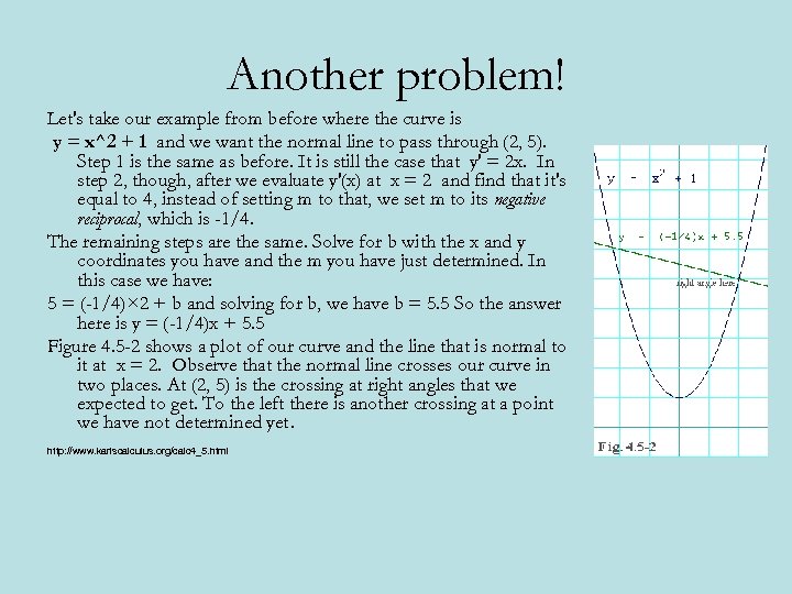 Another problem! Let's take our example from before where the curve is y =