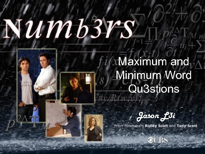 Maximum and Minimum Word Qu 3 stions Jason L 3 i 