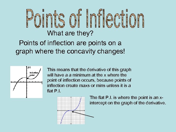 What are they? Points of inflection are points on a graph where the concavity