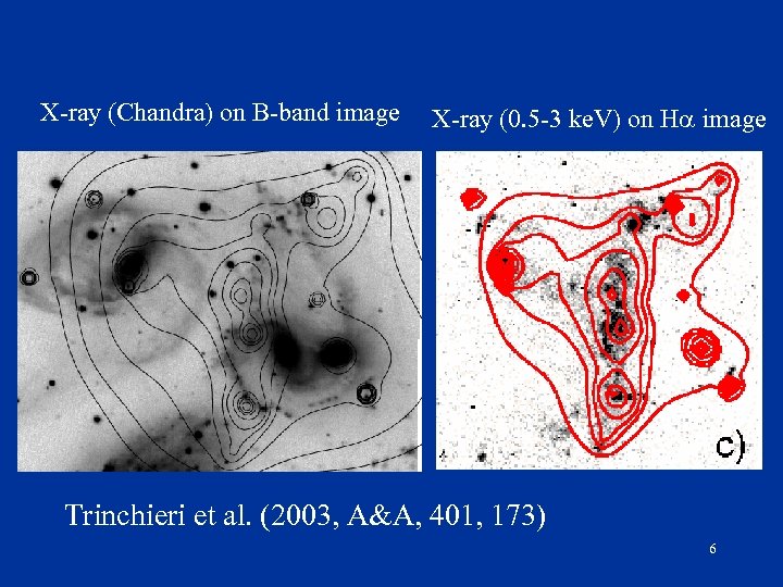 X-ray (Chandra) on B-band image X-ray (0. 5 -3 ke. V) on H image
