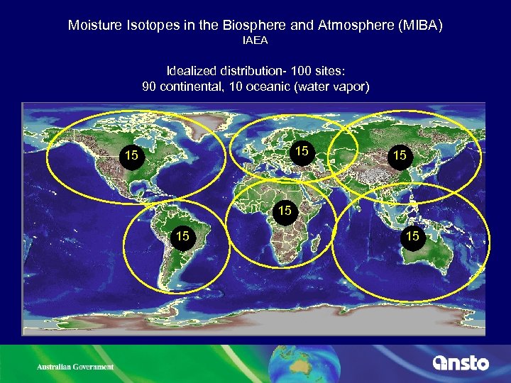 Moisture Isotopes in the Biosphere and Atmosphere (MIBA) IAEA Idealized distribution- 100 sites: 90