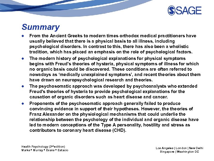 Summary ● ● From the Ancient Greeks to modern times orthodox medical practitioners have